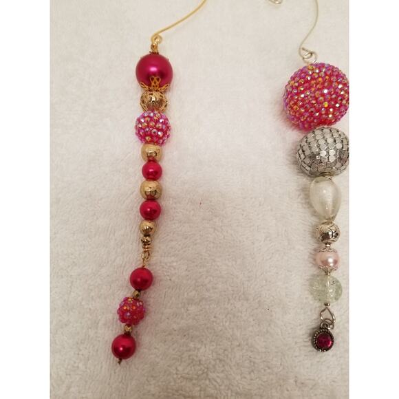 Four hot pink and silver Christmas icicle ornament c3 - Picture 13 of 13